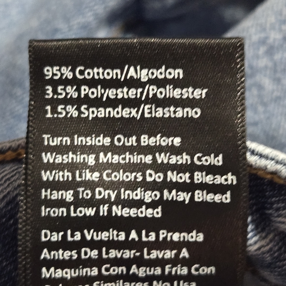 RISEN Womens High Rise Stretch Distressed Medium Wash Denim Jeans Size 15/32 - Picture 9 of 9